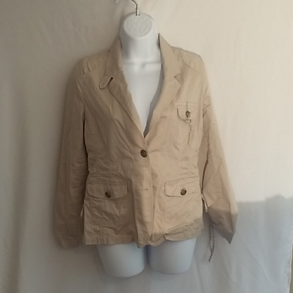 Jackets by Cino  Khaki Cotton and Spandex Jacket